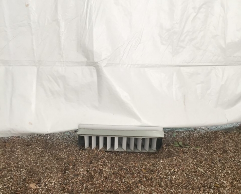 Tent Heater Ducted (View from Inside Tent)