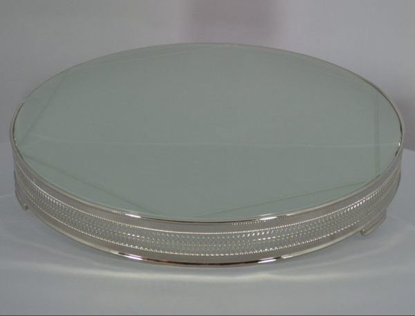 Round Silver with Glass Top Cake Stand - Premiere Events