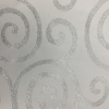 White Silver Metallic Scroll Rental Linen