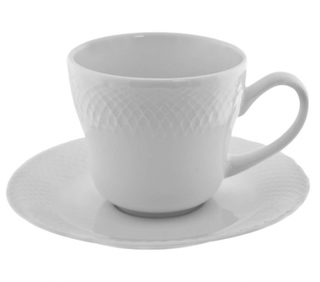 White Wicker Coffee Cup and Saucer
