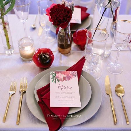 Silver, Burgundy and Gold Tablescape