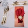 White Bently, Fiori Gold Flatware, and Cherry Red Majestic
