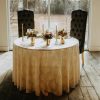 Slate Vintage Parlor Chairs, and White and Gold Poly Brocade Linen