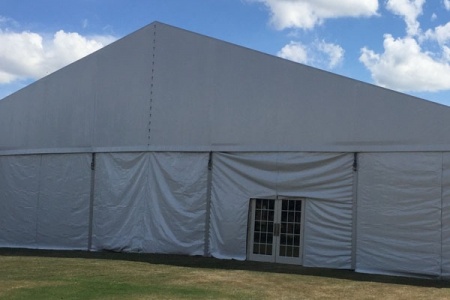 French Doors and White Sidewalls on White Top Gable Tent