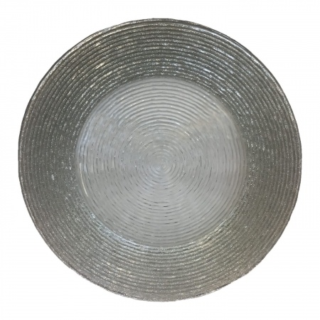 Silver Glitter Concentric Charger with Clear Middle