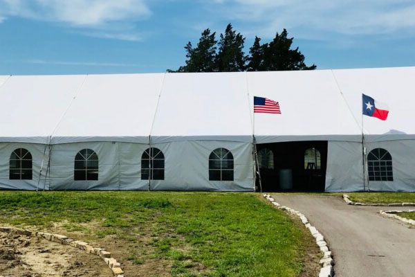 White Windowed Sidewalls on White Structure Tent