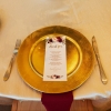 Cream Gold and Burgundy Table Setting