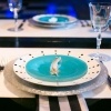 Platinum Polkadot, Frosted Turquoise Salad Plate, Silver Glitter Charger