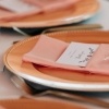 Peach Cottonique Napkins and Gold Beaded Acrylic Chargers - Lisa Hause Photography