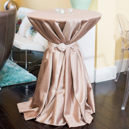 Taupe Dupioni Cocktail Table Linen