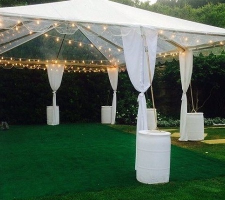 Clear Top Frame Tent with leg drapes