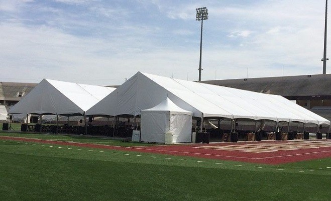 Gable End Structure Tents on Football Field