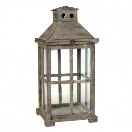 25.5" Rustic Wooden Lantern