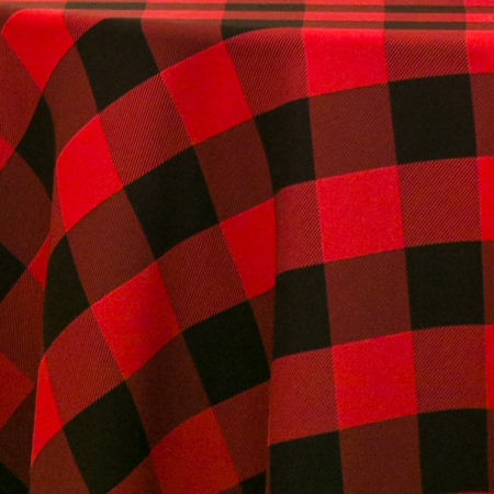 Red and Black Buffalo Check Linen Rentals