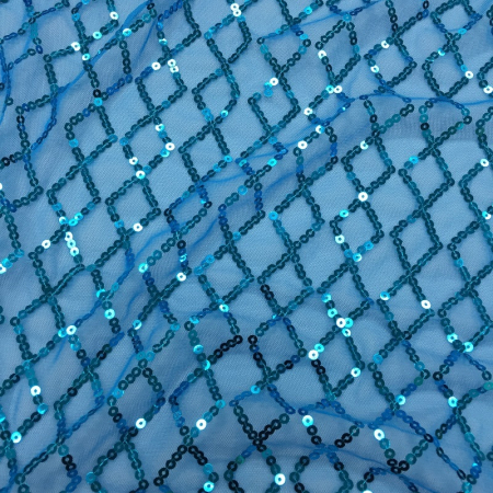 Turquoise Vortex Sequin Sheer Overlay