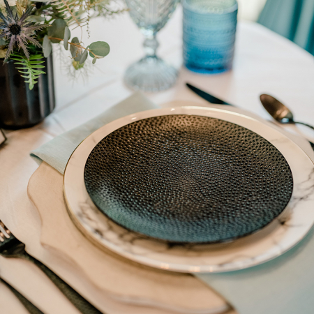 Cobble Salad Plate, Marble Coupe Dinner Plate - Ten23 Photography