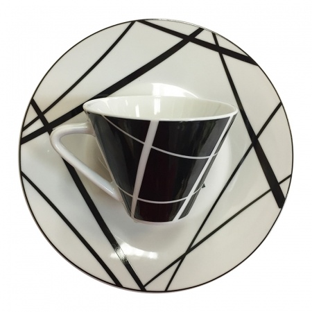 Black Modern Salad Plate and Coffee Cup