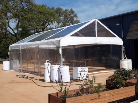 Clear Top Tent with Barrels and Tent Heater