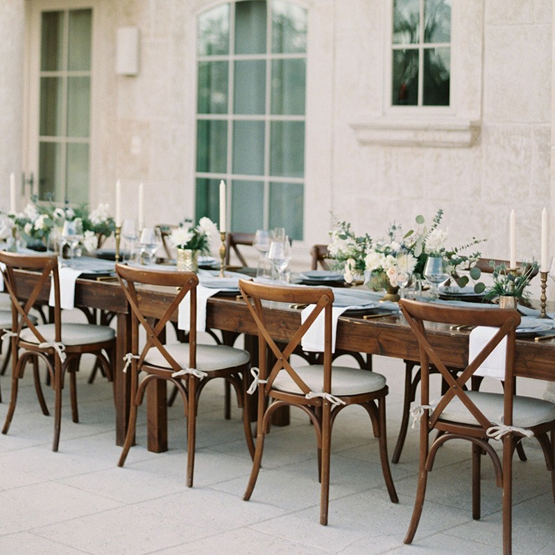Beechwood X Back Chairs and Madeline Tables