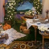 Blue Toile and Harvest Table