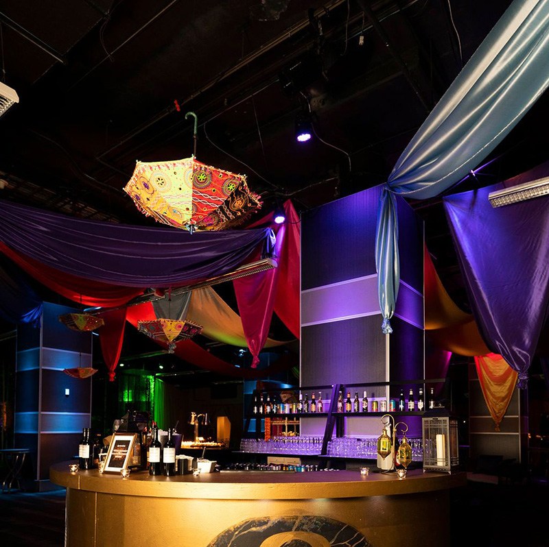 Colorful Draping and Umbrellas