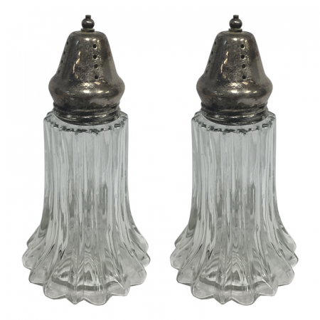 Large Two Piece Salt and Pepper Shakers for Silver Top