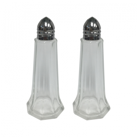 Small 6" Pair of Salt and Pepper Shakers with Silver Top
