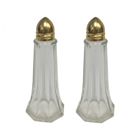 Small 6" Salt and Pepper Shakers with Gold Tops