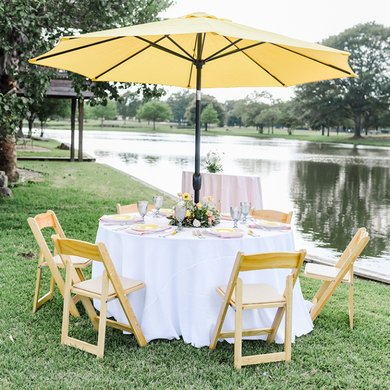 Round Table with Umbrella Table Rentals Premiere Events