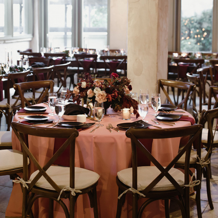 Dusty Rose and Burgundy Economy Linen Rentals