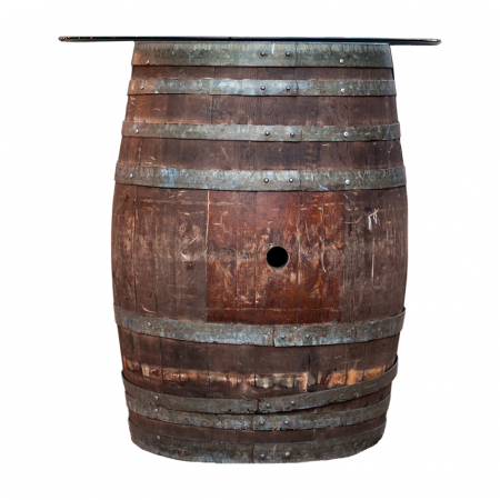 Wine Barrel Cocktail Table with Glass Top