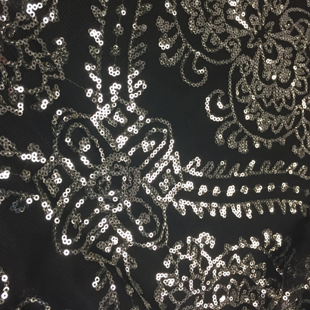Black & Silver Paisley Sheer Cake Table Linen