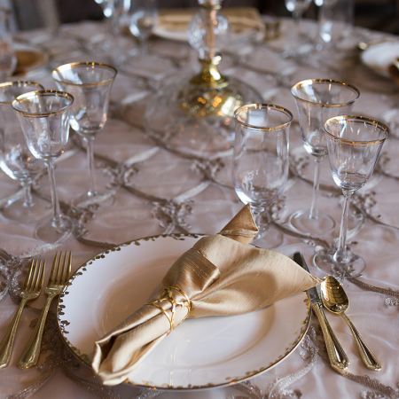 Fleur China and Fiori Gold Flatware - Jerry Hayes Photography