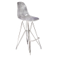 Lucite Diamond Back Bar Stool with Silver Legs