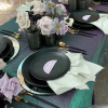 Mirror Charger + Hampton Black Gold + Heirloom Black + Purple (violet) green Crush + Cobble + Monaco Napkin - Epoch