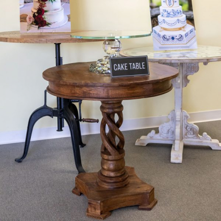 Carved Wooden Cake Table - Premiere Events - Luxury Event Rentals