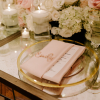 Gold Banded Glass Charger with Matte Blush Napkin
