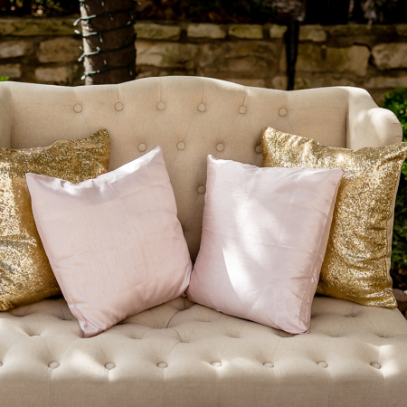 Blush Dupioni and Gold Sequin Pillows