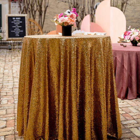Gold Sequin Cocktail Table Linen