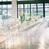 Lucite Dining Table and Ghost Chairs with Arms