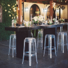 Black Tres Chic Table and Ghost Bar Stool