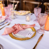Gold Vanessa Dinner Plate, Pink Carousel Goblet