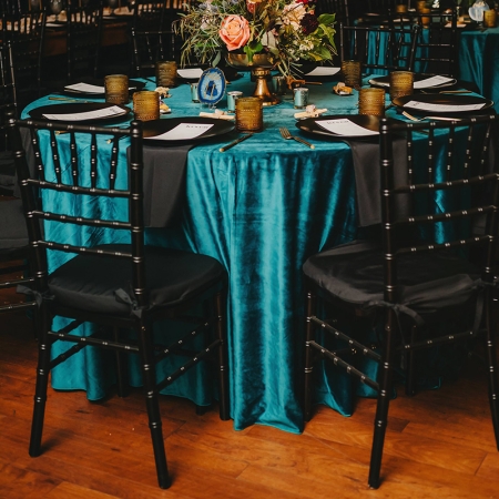 Black Chiavari Chairs with Pads with Ties, Black Economy Napkins - Two Pair Photography