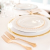 Clear Glass Salad Plate with Gold Beads and Glass Charger with Gold Band