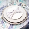 Platinum Orizzonte Charger and Silver Matte Satin Napkin