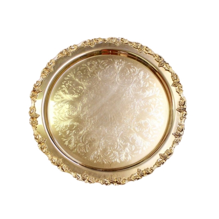 Round Gold Ornate Tray, 20″