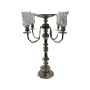 Silver Candelabra with Floral Bowl and 4 Peg Votives