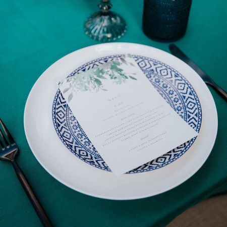 Blue Casablanca Salad Plate, Black Brushed Capri Flatware