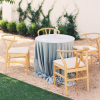 Blue Fresco Velvet and Wishbone Chairs
