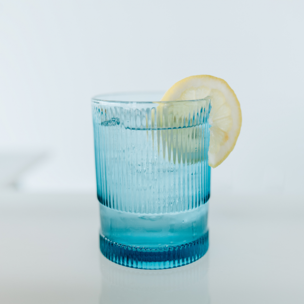 Blue SoCo Beverage Glass Glassware Rentals Premiere Events